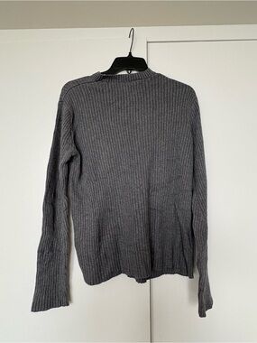 Perry Ellis Men's Ribbed Crewneck Sweater in Charcoal